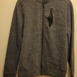 Charcoal Gray Hooded Zip Up Jacket (Lightweight)-M